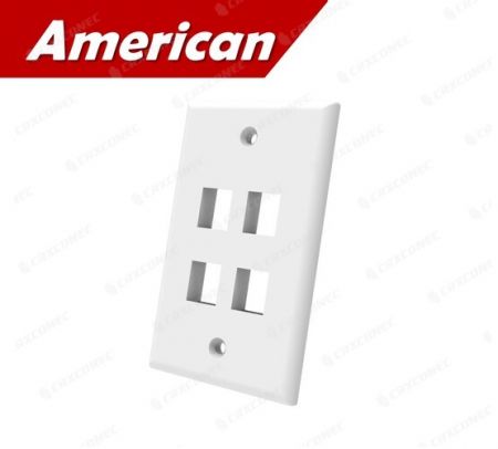 Vertical 4 Port RJ45 Wall Plate in White Color - 4 Port Ethernet Cable Wall Plate